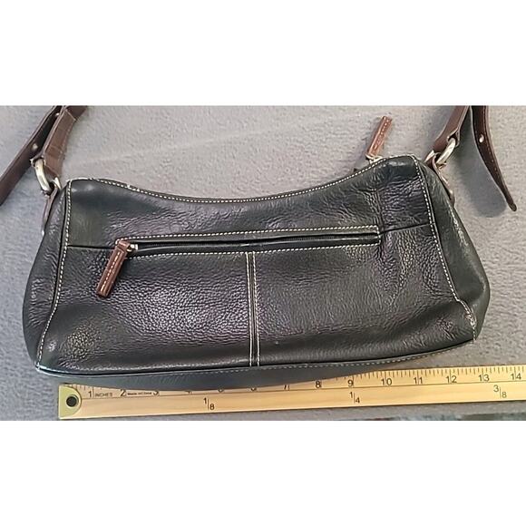 Tig & Co Genuine Leather Shoulder Bag – Black & Brown – Classic Everyday Purse - Picture 6 of 11